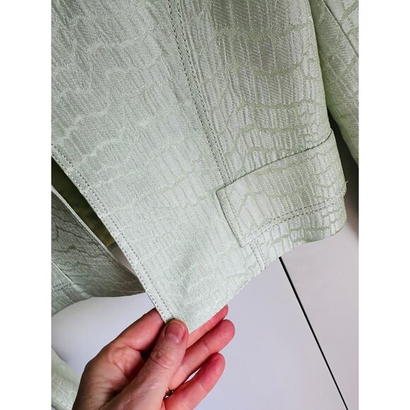 Vintage 90s Alberto Makali Bolero Jacket Pastel Green Cropped Suit Jacket Size 2 - Picture 8 of 12